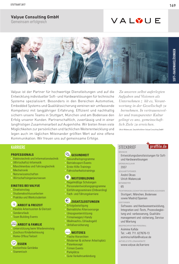 Proffile STG 2017 Valyue Consulting GmbH Proffile Stuttgart 2017 Valyue Consulting